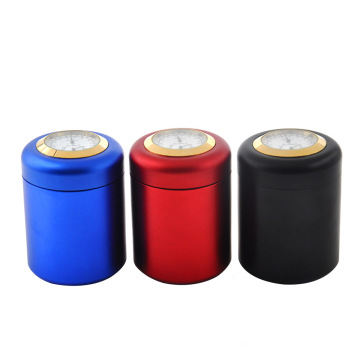 Aluminum Alloy Stash Jar With thermosmeter hygrometer Portable Dry Herb Storage Herb Storage Bottle Metal Container
